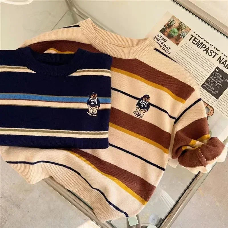 Korean Style Children's Cartoon Sweater - Boys Casual Knitted Pullover - StylePicksBySei