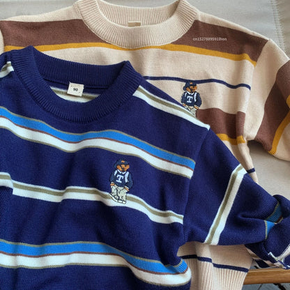 Korean Style Children's Cartoon Sweater - Boys Casual Knitted Pullover - StylePicksBySei