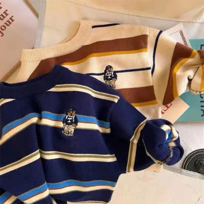 Korean Style Children's Cartoon Sweater - Boys Casual Knitted Pullover - StylePicksBySei