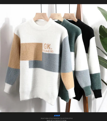 Men's Winter Letter Pattern Wool Pullover Sweater - Thick Knit Casual Sweater S-3XL - StylePicksBySei