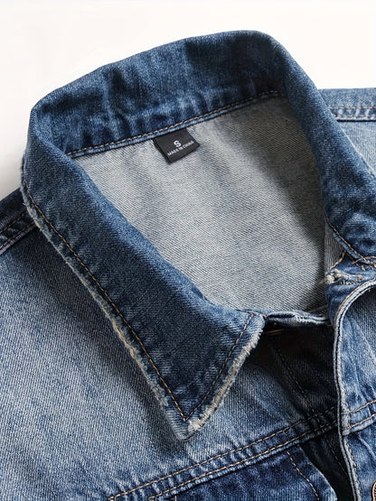 LZLER Men's Denim Jackets Distressed Destroyed Classic Vintage Slim Fit Ripped 2025 Fashion Trendy Trucker Jean Jackets