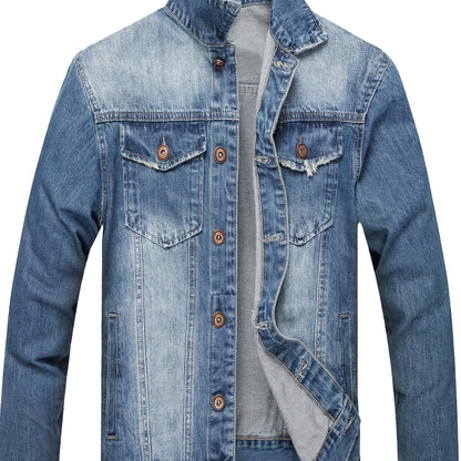 LZLER Men's Denim Jackets Distressed Destroyed Classic Vintage Slim Fit Ripped 2025 Fashion Trendy Trucker Jean Jackets