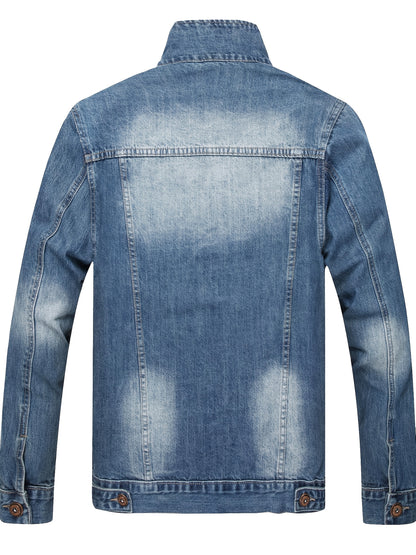 LZLER Men's Denim Jackets Distressed Destroyed Classic Vintage Slim Fit Ripped 2025 Fashion Trendy Trucker Jean Jackets