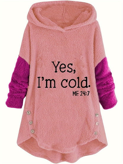 Women's Letter Print Hoodie - Casual Long Sleeve Color Block Pullover with Hood