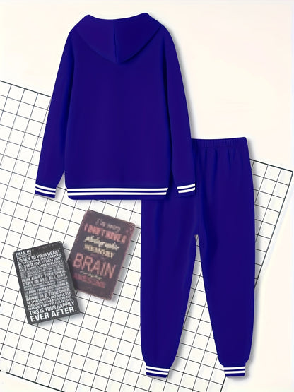 Men's Solid Color Tracksuit Set - Hoodie & Joggers with Pockets