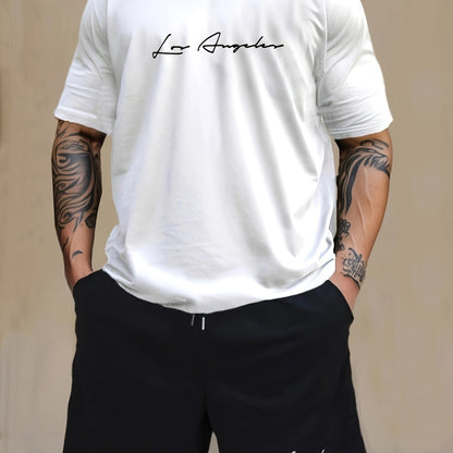 Men's 2-Piece Pajama Set - Letter Print Short Sleeve T-Shirt & Shorts Loungewear