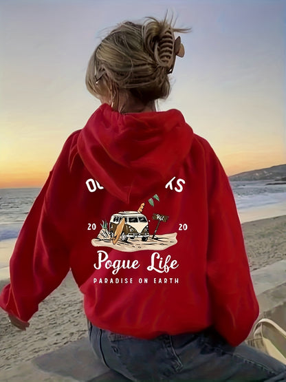 Pogue Life Graphic Hoodie for Women - Cozy Pocket Sweatshirt with Drawstring
